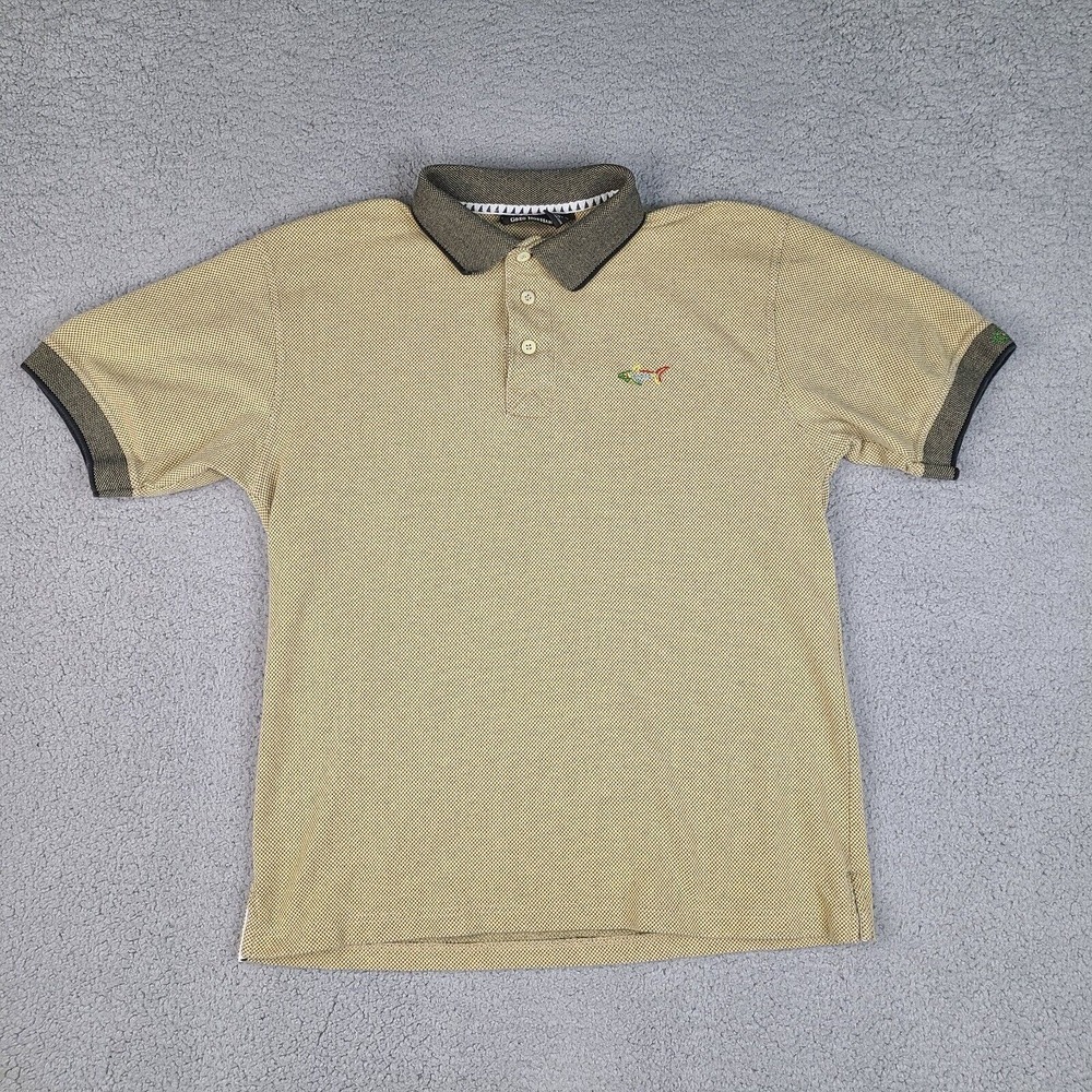 Greg Norman Polo Shirt Mens Medium Tan Beige Golf Cotton‎ Casual